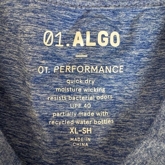 01. Algo Performance UPF 40 Quick Dry Blue T-Shirt NWT Men Size XL Short - Picture 6 of 7